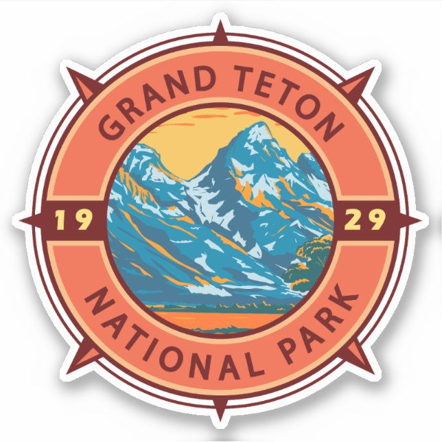 Grand Teton National Park Retro Compass Emblem (Front)