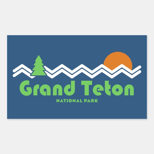 Grand Teton National Park Retro Sticker (Front)