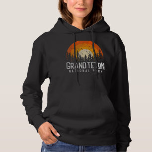 Grand Teton National Park   Retro Style Vintage 80 Hoodie