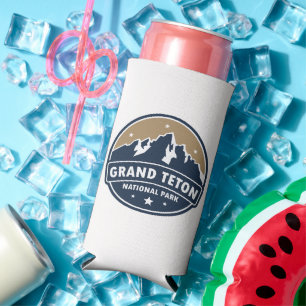 Grand Teton National Park Round Emblem Seltzer Can Cooler