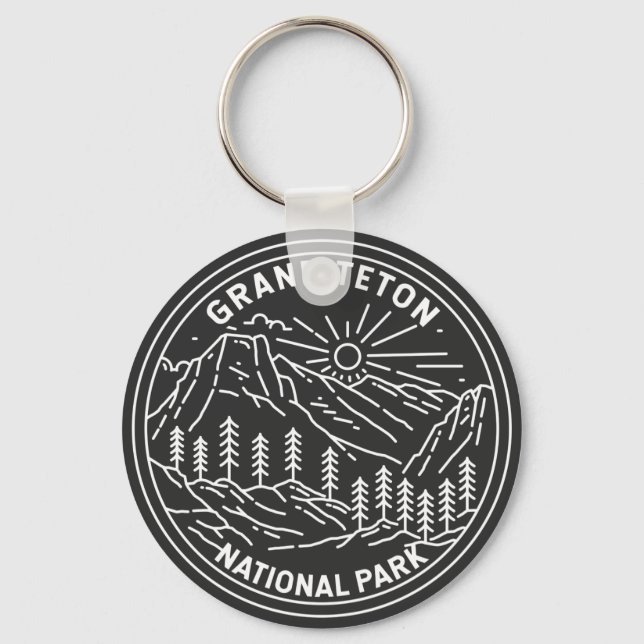 Grand Teton National Park Vintage Monoline  Keychain (Front)