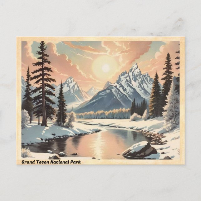 Grand Teton National Park Vintage Postcard (Front)