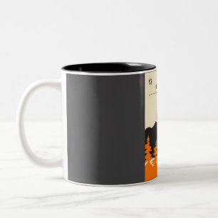 Grand Teton National Park Vintage Unique Travel Po Two-Tone Coffee Mug