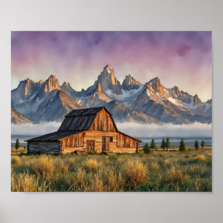 Grand Teton National Park Watercolor Art Print