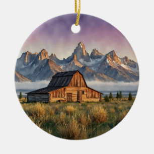 Grand Teton National Park Watercolor Ceramic Ornament