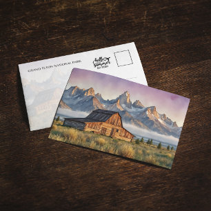 Grand Teton National Park Watercolor Postcard