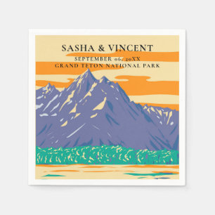 Grand Teton National Park Wedding Retro Napkin