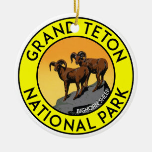 Grand Teton National Park Wyoming Bighorn Sheep Ceramic Ornament