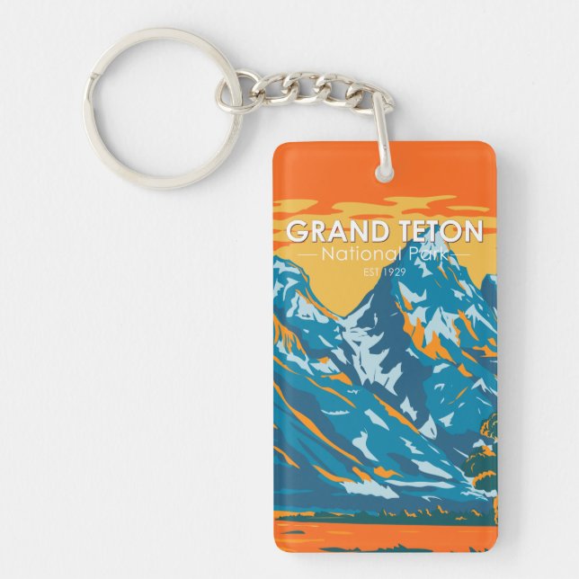 Grand Teton National Park Wyoming Double Sided Keychain (Front)