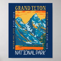 Grand Teton National Park Wyoming Retro Distressed