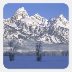 GRAND TETON NATIONAL PARK, WYOMING. USA. Fog & Square Sticker