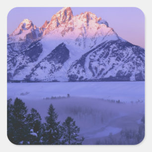 GRAND TETON NATIONAL PARK, WYOMING. USA. Fog & Square Sticker