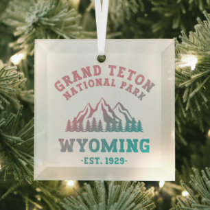 Grand Teton National Park Wyoming USA Gradient Glass Ornament