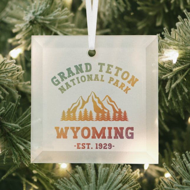 Grand Teton National Park Wyoming USA Gradient Glass Ornament (Insitu)