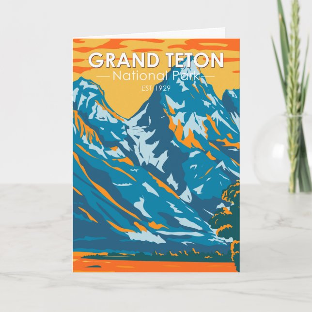  Grand Teton National Park Wyoming Vintage Card (Front)