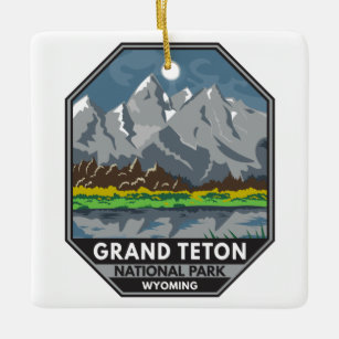 Grand Teton National Park Wyoming Vintage Ceramic Ornament