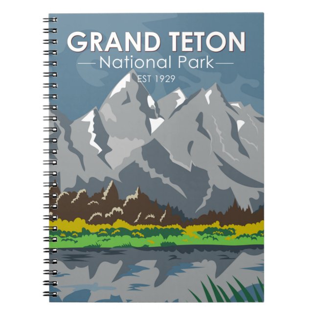 Grand Teton National Park Wyoming Vintage Notebook (Front)