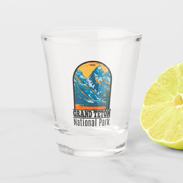 Grand Teton National Park Wyoming Vintage Shot Glass (Front)