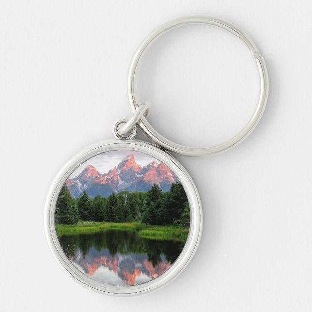 Grand Teton Reflections Over the Beaver Pond Keychain (Front)