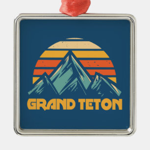 Grand Teton Retro Turquoise Metal Ornament
