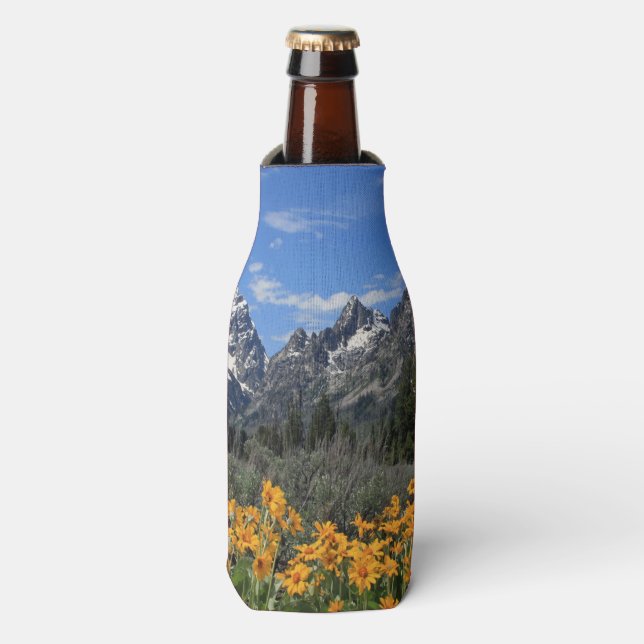 Grand Teton Springtime Souvenir Photo Bottle Cooler (Bottle Front)