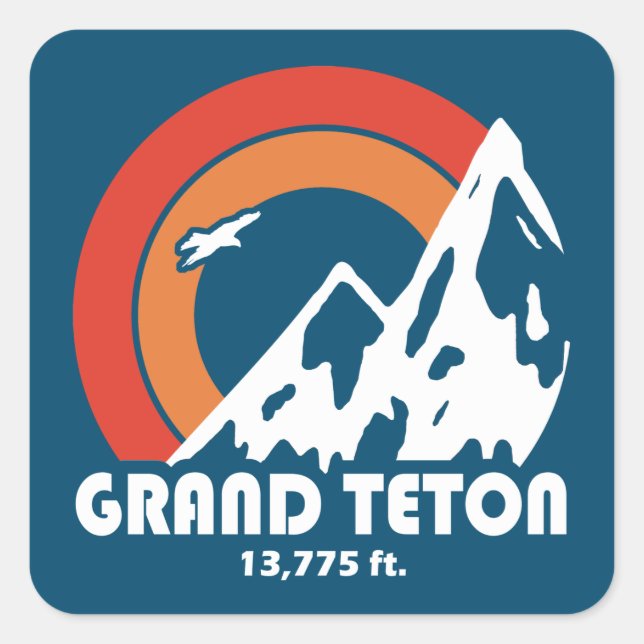 Grand Teton Sun Eagle Square Sticker (Front)
