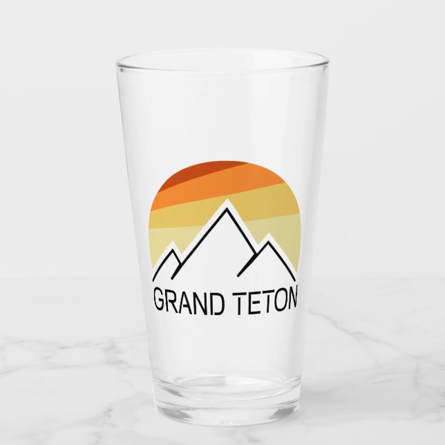 Grand Teton Wyoming Retro Glass (Front)