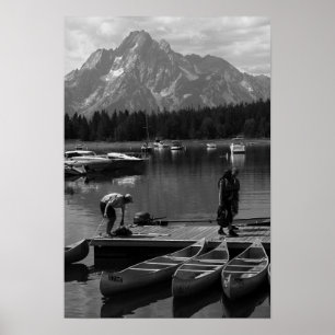 Grand Tetons and Canoes Poster