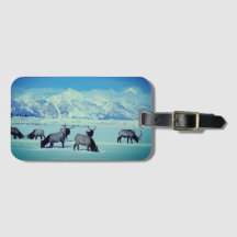 Grand Tetons and Elk in Winter Luggage Tag