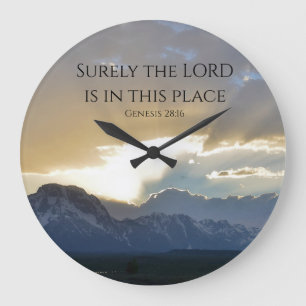 Grand Tetons Bible Scripture Large Clock