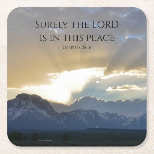 Grand Tetons Bible Scripture Square Paper Coaster