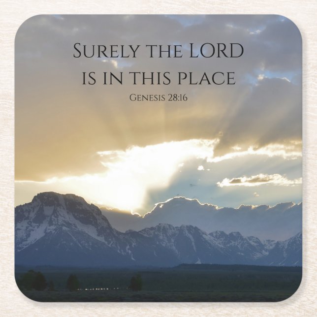 Grand Tetons Bible Scripture Square Paper Coaster (Front)