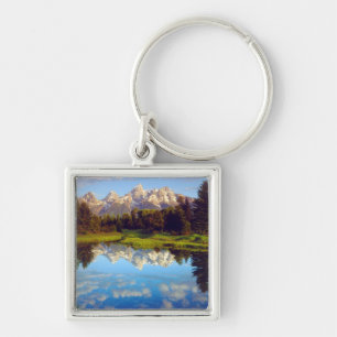 Grand Tetons reflecting in the Snake River Keychain