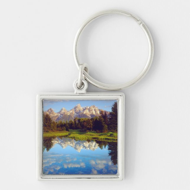 Grand Tetons reflecting in the Snake River Keychain (Front)
