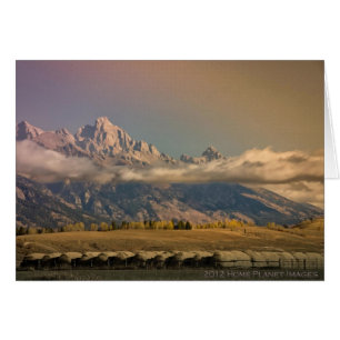 Grand Tetons with misty cloud