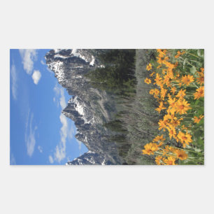 Grand Tetons with Yellow Flowers Sticker