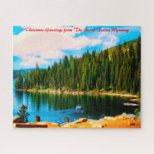 Grand Tetons Wyoming . Christmas Greetings Jigsaw Puzzle