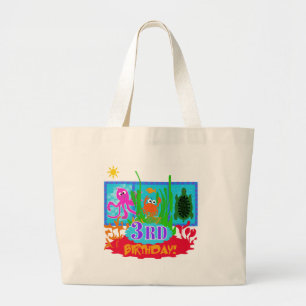 Grand Tote Bag 3ème Aventure sous-marine Tshirts d'anniversaire