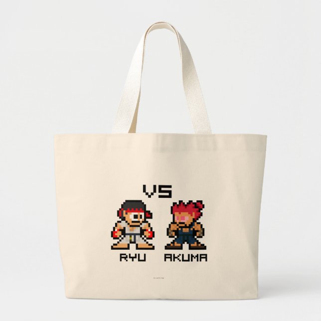 Grand Tote Bag 8bit Ryu CONTRE Akuma (Devant)