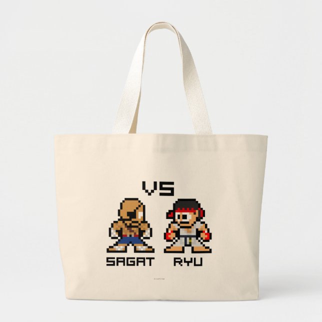Grand Tote Bag 8bit Sagat CONTRE Ryu (Devant)
