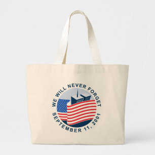 Grand Tote Bag 9/11 mémorial avec le drapeau américain et les
