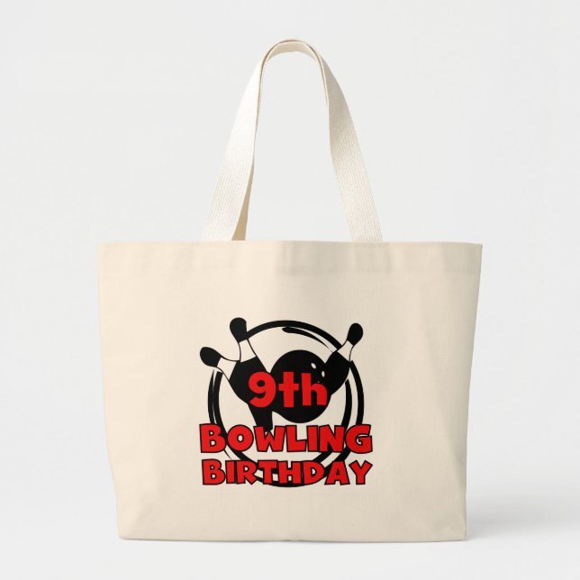 Grand Tote Bag 9ème Anniversaire de bowling (Devant)