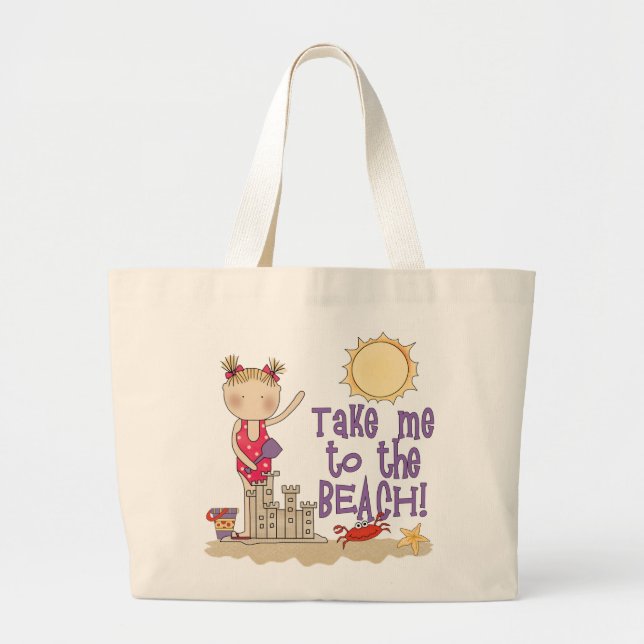 Grand Tote Bag À la plage (fille) (Devant)