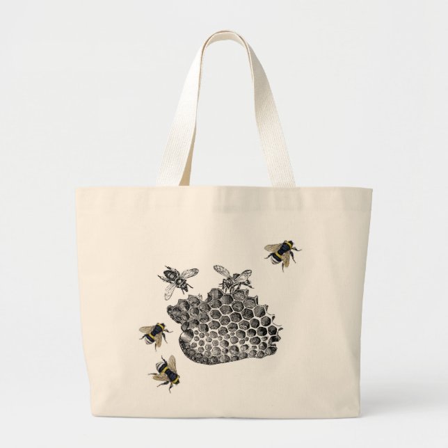 Grand Tote Bag Abeilles vintages (Devant)