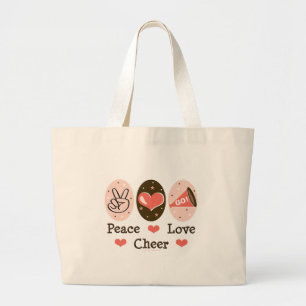 Grand Tote Bag Acclamation d'amour de paix Cheerleading