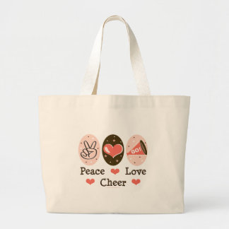 Grand Tote Bag Acclamation d'amour de paix Cheerleading