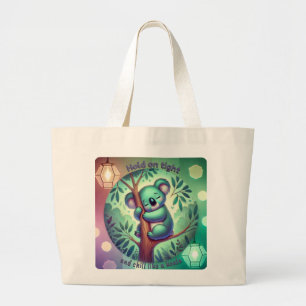 Grand Tote Bag Accroche-toi bien - Refroidissement comme un Koala