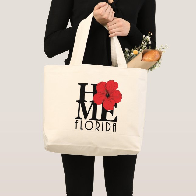Grand Tote Bag ACCUEIL Floride Hibiscus rouge (Devant (produit))