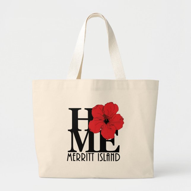 Grand Tote Bag ACCUEIL Île Merritt Hibiscus rouge (Devant)