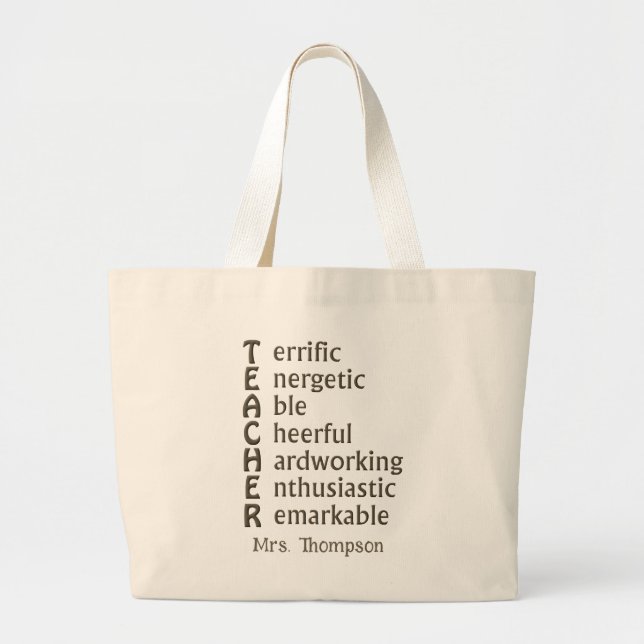 Grand Tote Bag Acronyme pour enseignants (Devant)